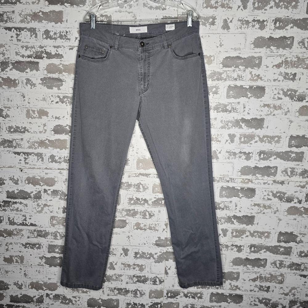 Brax Pants Mens 35x32 Gray Cooper Fancy Regular Fit Straight Leg